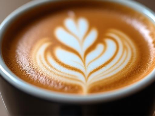 美しいラテアートが施されたカフェラテのクローズアップ
