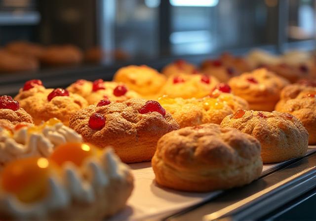 ショーケースに並んだ美味しそうな焼き菓子